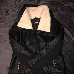 Sam Edelman Leather Jacket with Faux Fur